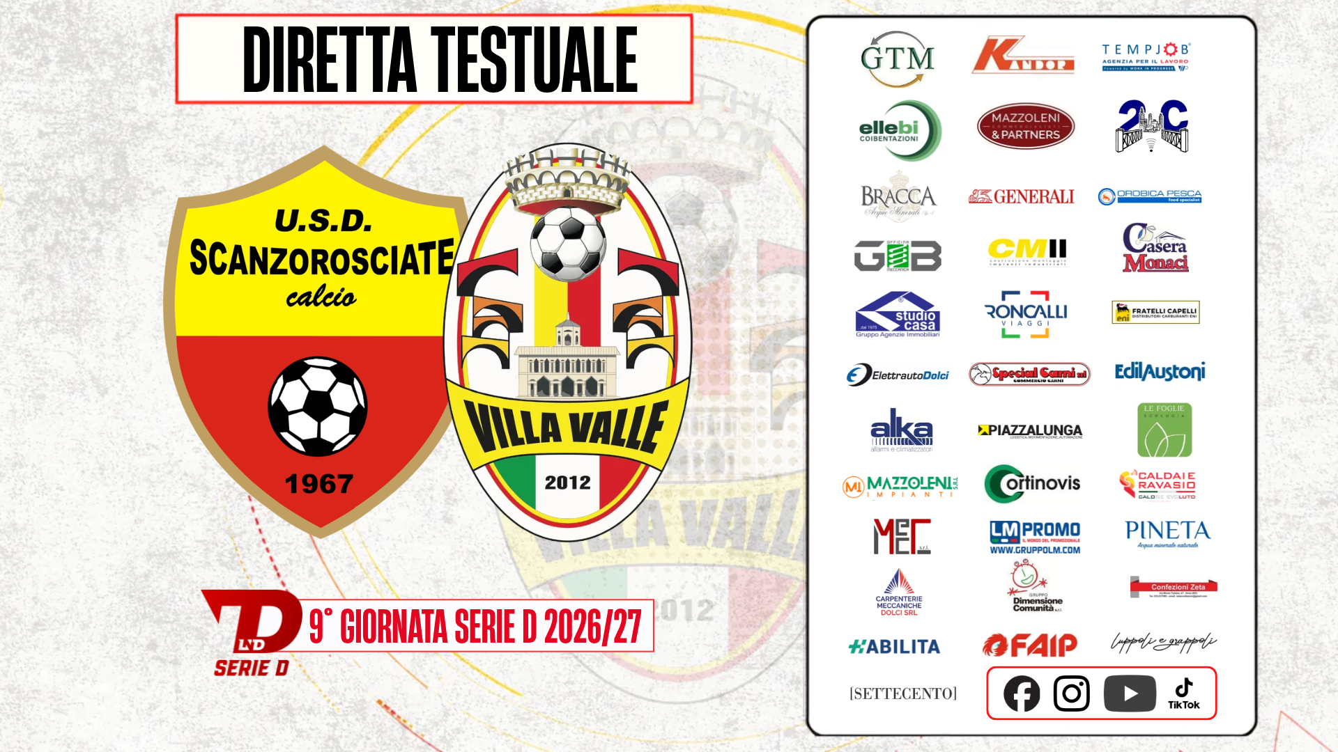Scanzorosciate-Villa Valle: tabellino e diretta testuale
